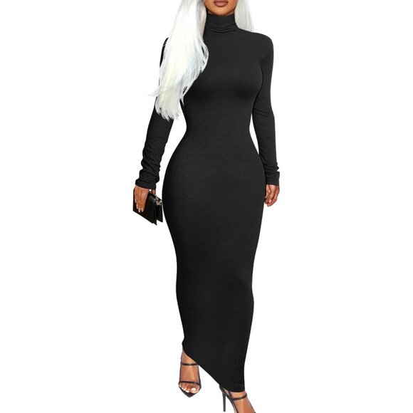 Elegant Women's Turtleneck Bodycon Pencil Dress - Perfect for All Occasions